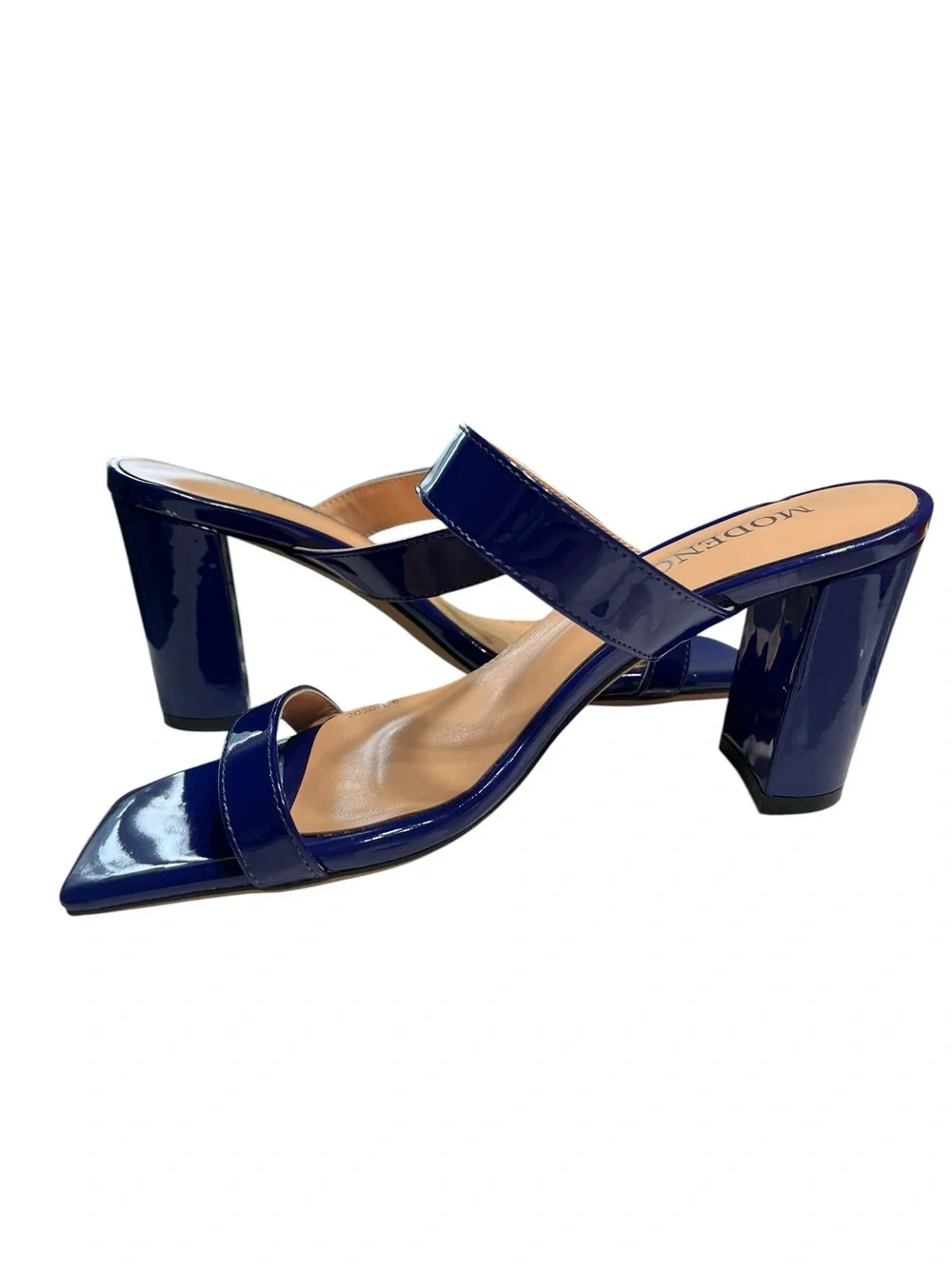 Modencoco Blue 2 Strap Block Heel Sandal - Size 7.5